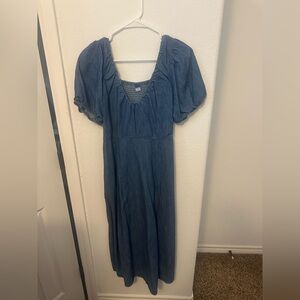 Old Navy Indigo Puff Sleeve Dress